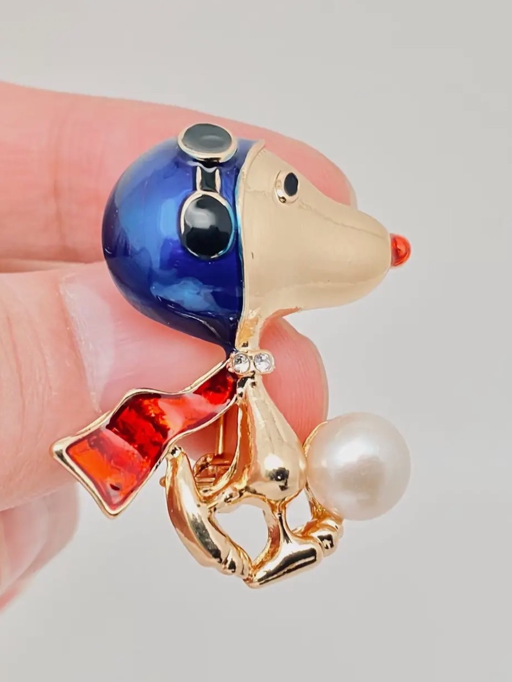 Dog Pilot Enamel Brooch NWT